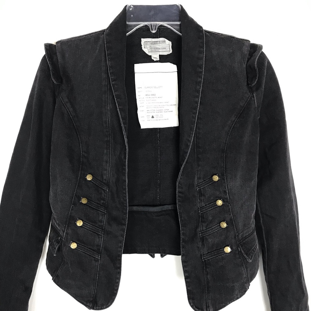 CURRENT/ELLIOTT black denim Majorette jacket Sz 0